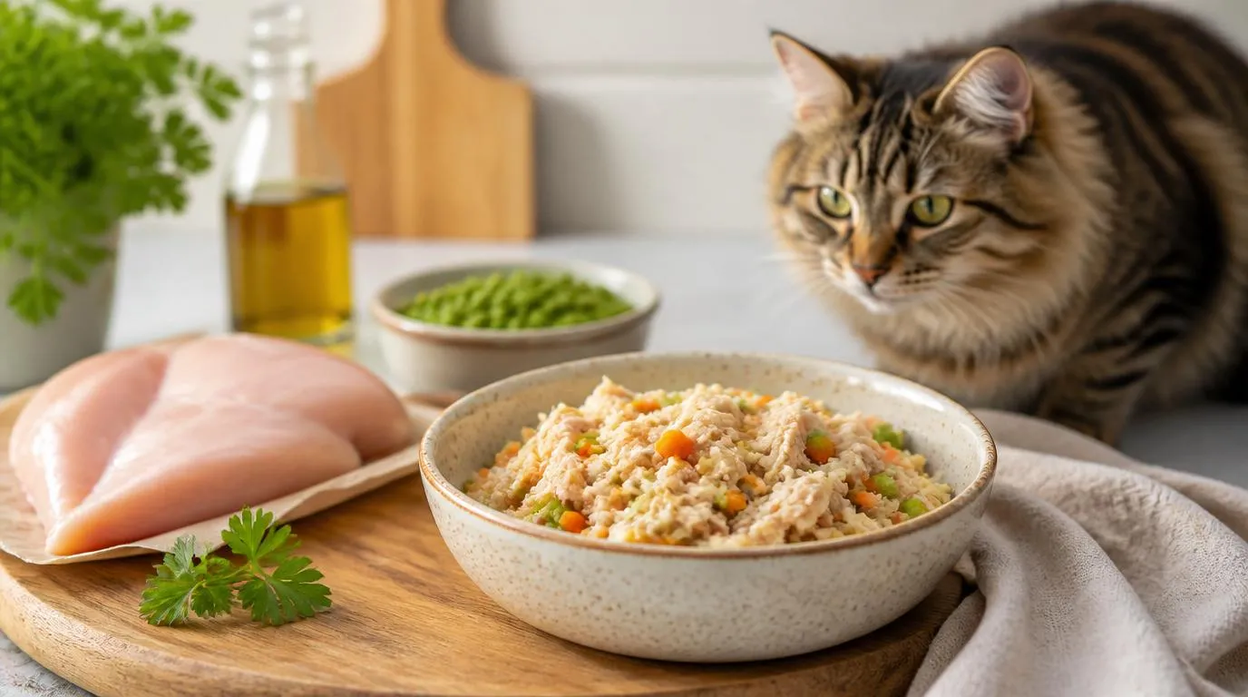 Homemade chicken cat food